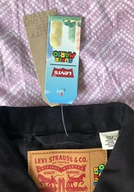 NWT Small LEVI'S X SUPER MARIO Bros Denim Black Jean Jacket Nintendo POWERUP NES