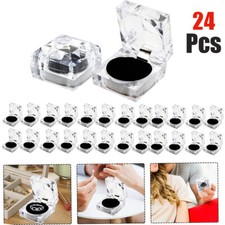 24PCS Clear Acrylic Ring Gift Box with Black Velvet Insert - 2 dozen