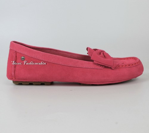 NEW UGG Suede Bow Slip-on Comfort Flat, Red, US 7 - Picture 3 of 9