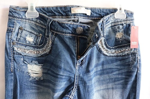 *NEW* No Boundaries Juniors Girls Skinny Jean, Ripped and Sequins, Size 11 - Picture 7 of 8