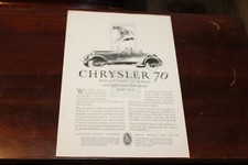 1927 CHRYSLER MODEL 70 ROADSTER AUTOMOBILE MAGAZINE AD