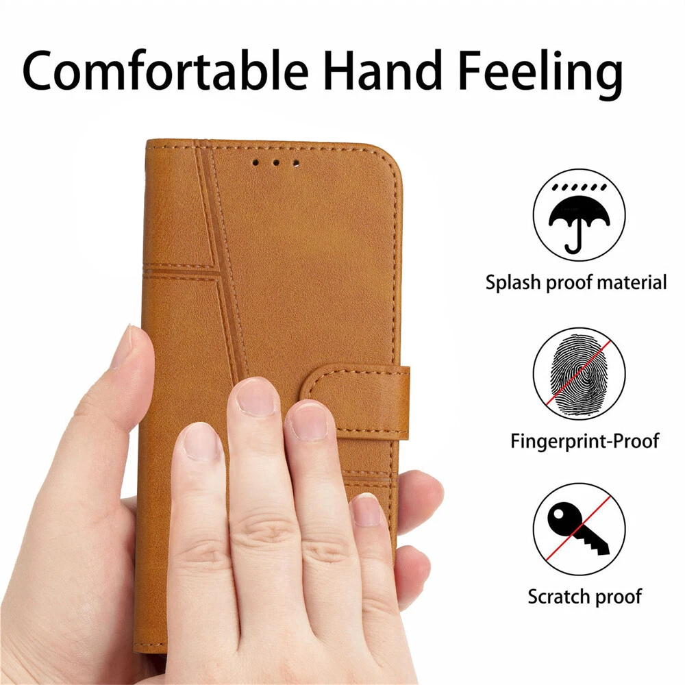 Premium Leather Flip Wallet Shockproof Case for iPhone 15 Pro Max 14 13 XR 7 with Full Protection
