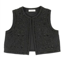Valentino Fully Embroidered Vest Black Color Cropped Look Brand New Size 8 4765$