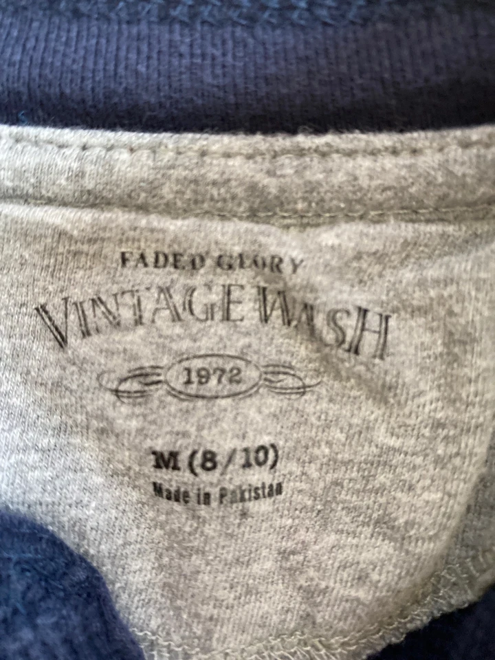 Faded Glory, Vintage Wash boys blue thermal long sleeve shirt size medium 8/10 - Image 4 of 4