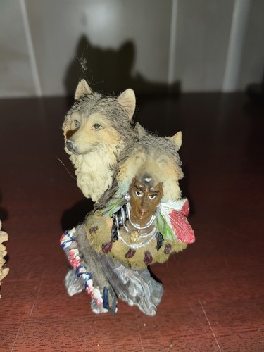 3 Native American Indian & Animal Figurines 3.5"H Ceramic #4126 - Picture 3 of 5