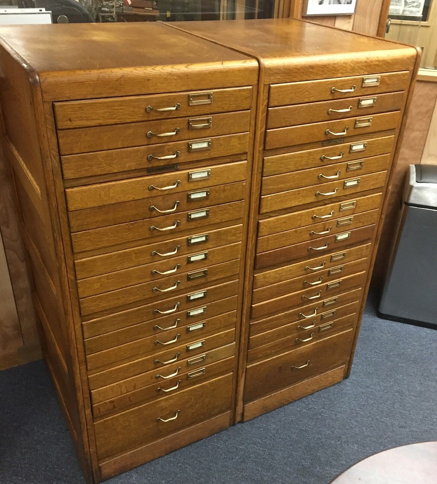 Antique Typesetter's Flat File Cabinet c.1930