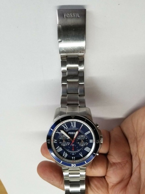 FOSSIL GRANT CHRONOGRAPH BLUE DIAL STAINLESS STEEL MEN'S WATCH FS5238 PRE-OWNED | eBay