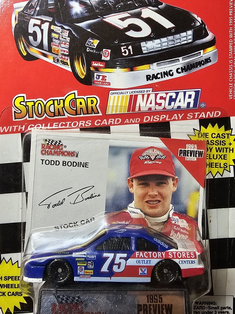 1:64th Scale Todd Bodine #75 Diecast Car 1995 Racing Champions W/Collection Card