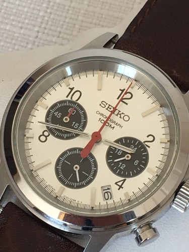 2001 Men's Rare Seiko 6T63-00A0 Panda Chronograph Calendar Steel Watch. Working. - Picture 4 of 11