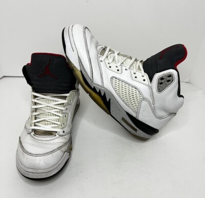 Nike Air Jordan 5 Retro White Cement 136027-104 Basketball Shoes Sneakers 10 EUC