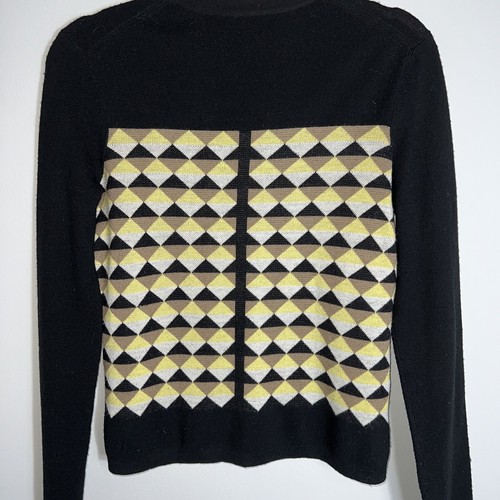 Suéter Worth 100 % Lana-Cuello Redondo-Negro Amarillo Bronceado-Pequeño - Imagen 7 de 9
