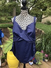 Lands End Swim Top Tankini Navy Blue Underwire Nylon Blend Size 24w New Modest