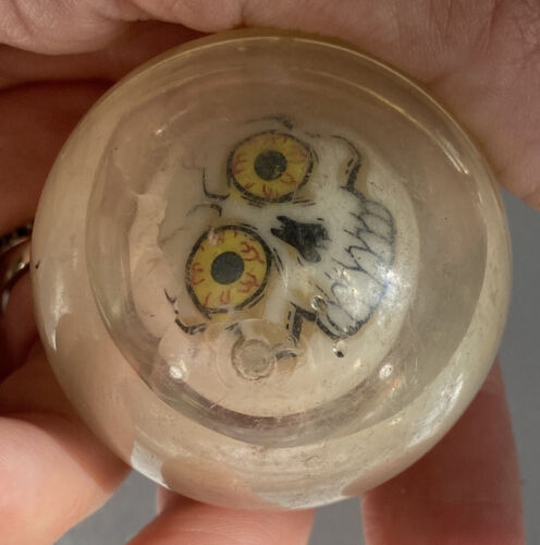 Vintage 1980’s 90’s Skull Skeleton Water 2” Ball Retro Floating Rolling Toy - Picture 3 of 3