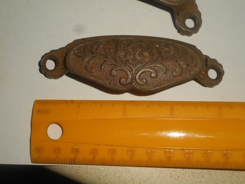 Antique Cast Iron EASTLAKE VICTORIAN Drawer Pulls Bin Handles PAT DEC 1873 (4) - Picture 6 of 24