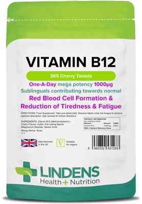 Vitamin B12 1000mcg 365 Tabletten HOCHPOTENZ bei Müdigkeit & Ermüdung Linden