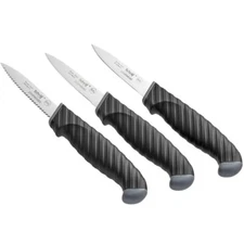 3 Pack Schraf 3" Paring Knife Set 1 Serrated 2 Smooth Edge Knives TPRgrip Handle