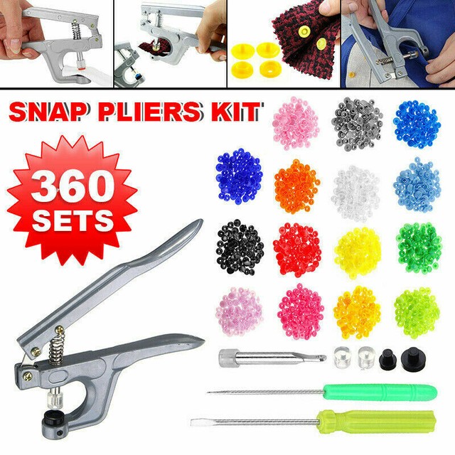 360 Sets Kam Snaps T5 Snap Starter Plastic Poppers Fasteners 1 Pliers