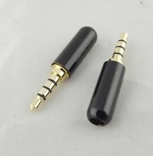 10 3.5mm 1/8" 4 Pole Male TRRS Repair Headphone Plug Metal Audio Soldering Black