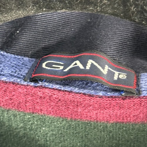 VTG Y2K Gant Long Sleeve Polo Rugby Shirt XL Embroidered Flag Green Red Blue Men - Picture 7 of 12