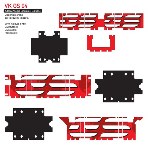 Set adesivi Valigie Laterali + Top Case Alluminio BMW GS 1200 1250 K50 Map Red - Picture 3 of 3