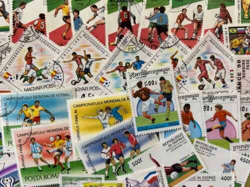 Thematic Stamp Packet - World Cup Football on stamps 100 Difference + Free MS - Picture 3 of 4