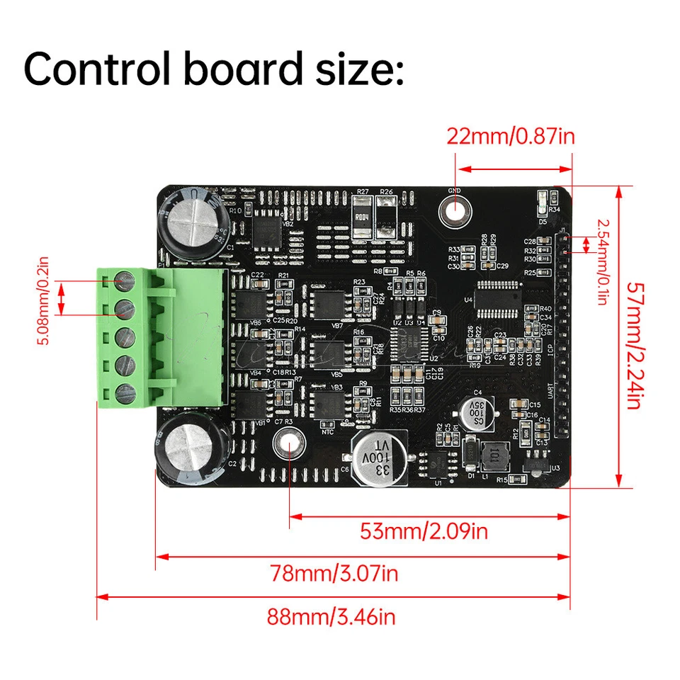 DC 6-80V BLDC 3-Phase DC Brushless Motor Controller 1600W 50A PWM Motor Driver - Bild 4 von 4