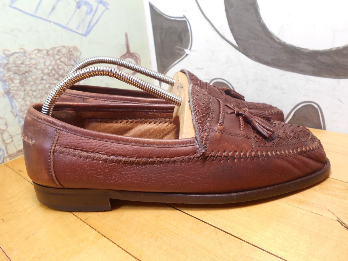 Brass Boot Woven Genuine Leather Tassel Loafers Brown Size 12 BRASS BOOT Men main image 4