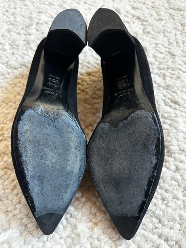 Stuart Weitzman Pumps Black Suede Pointed Toe Leather Size 8 - Picture 4 of 6