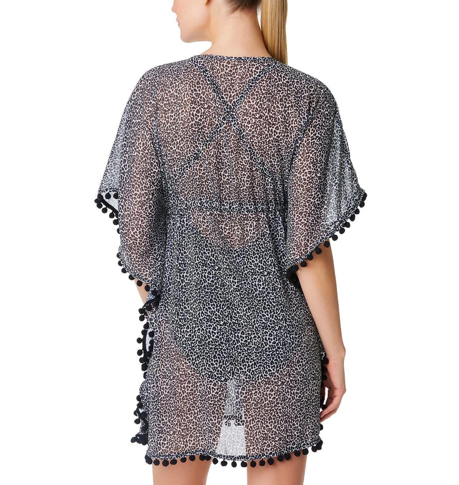 Rod Beattie 299545 Let's Get Loud Estampado Leopardo Encubrimiento Caftán en Negro Talla S Foto 2 de 2