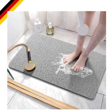 Rutschfeste Duschmatte Grau 40x80cm mit Ablauflöchern für sicheren Nassbereich