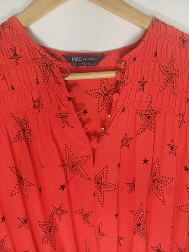 M&S rotes Maxikleid 8 Sterne gemustert Kleid Gr. 8 Sommer Maxi Marks & Spencer - Bild 3 von 7