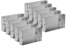Double Socket Back Box 25mm Metal 2 Gang for Electric Wall Plug - 1 5 10 20 Bulk