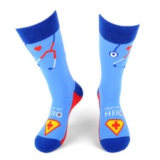 Health Care Heroes Superheroes Socks Ultra Premium Men Women Size S/M L/XL Blue