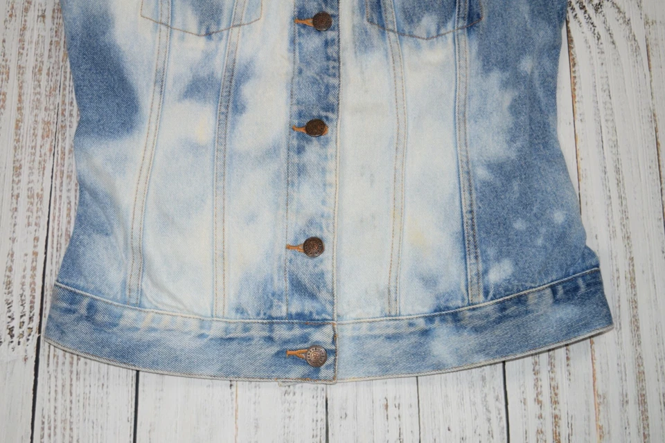 CHALECO DE MEZCLILLA LAVADO ÁCIDO VINTAGE AÑOS 80 90 BILL BLASS VAQUERA FIESTA BOTONES WESTERN Foto 3 de 4