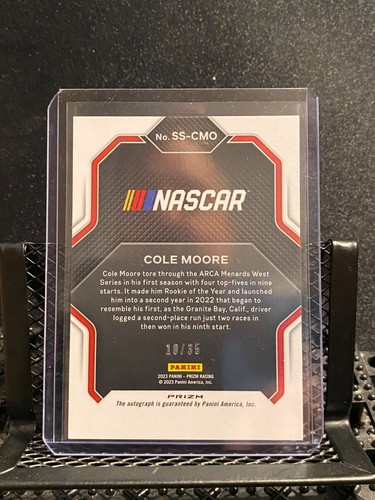 Cole Moore 2023 Prizm Spotlight Signatures Hyper Red White Blue # 10/35 - Picture 2 of 2