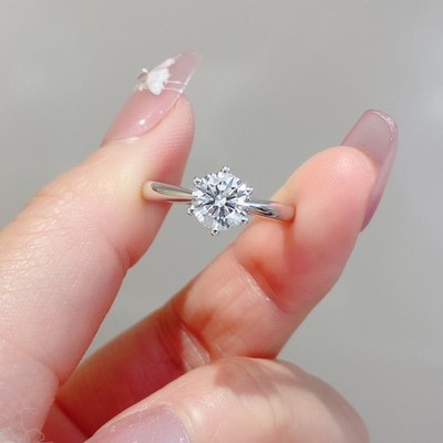 Platinum PT950 Lab Grown Diamond Ring   1 Carat D/VVS Six-Prong Solitaire, IGI