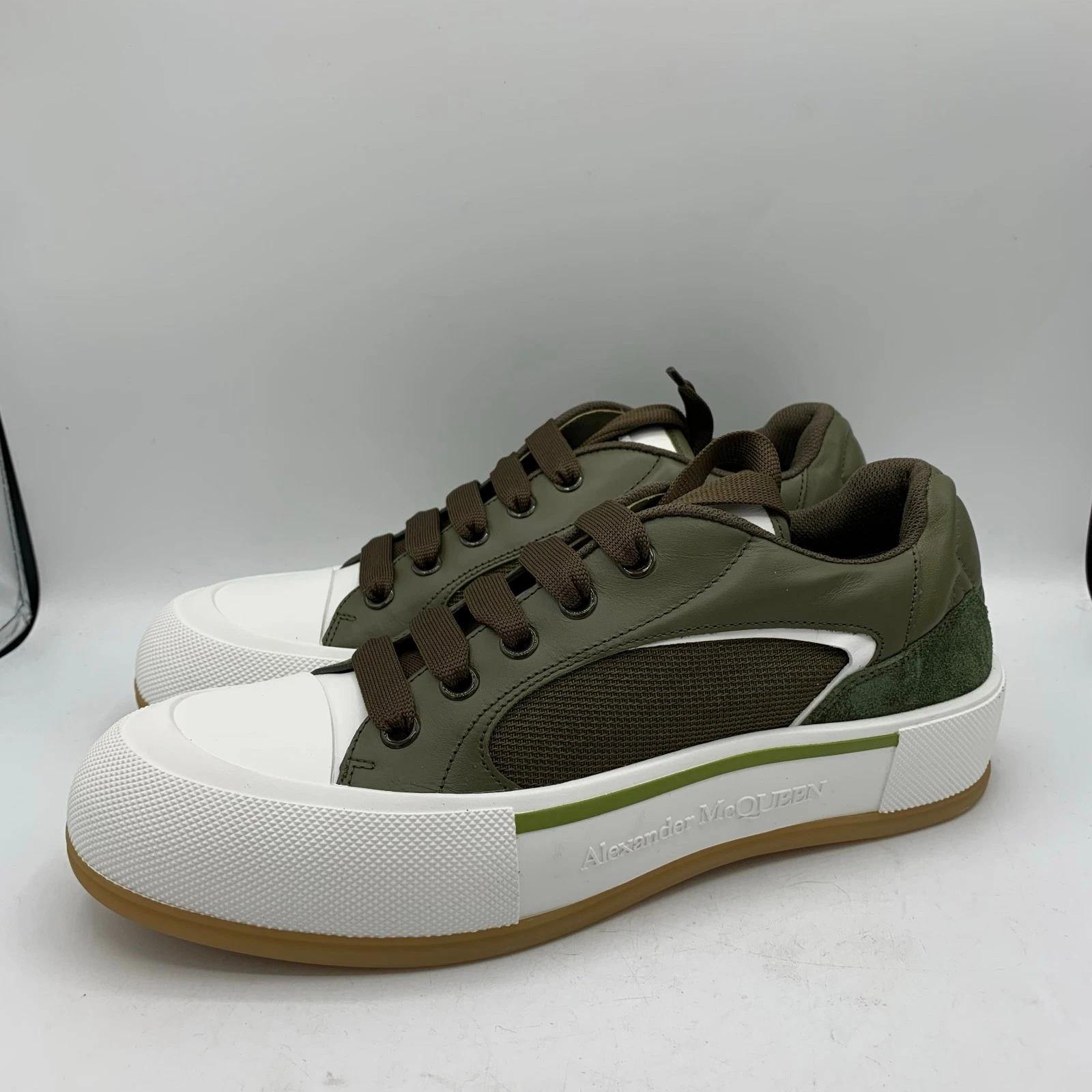 Alexander McQueen — Alexander McQueen Skate Deck Plimsoll Low Shoes Mens Size 42/US 9 Khaki Sneakers