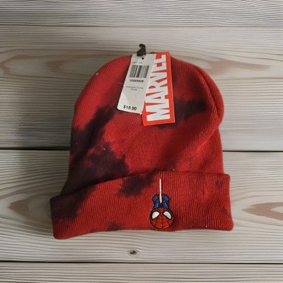 NWT Box Lunch x Marvel Red & Black Tie Dye Spider-Man Beanie Knit Cap Hat OSFM