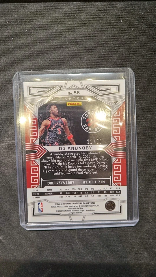 2022-23 Obsidian OG Anunoby Electric Etch Orange 31/50 #58 - Image 2 of 2