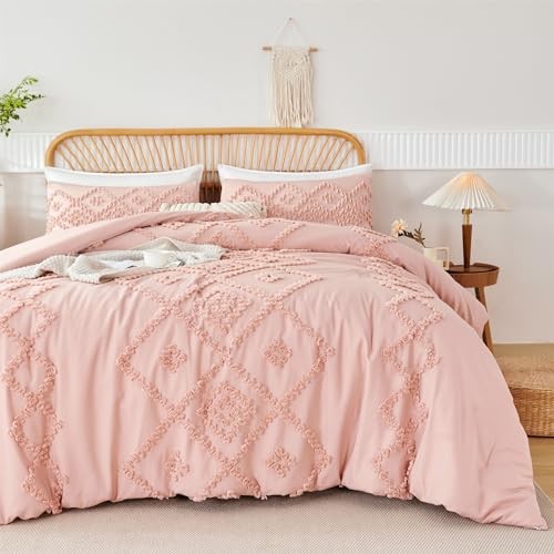 Set di piumoni trapuntati blush, 3 pezzi Western Boho set di biancheria da letto con ricamo, morbido - Foto 4 di 7