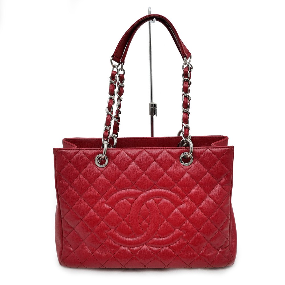 CHANEL GST Red Caviar Matelass Chain Tote Bag A50995 for Women
