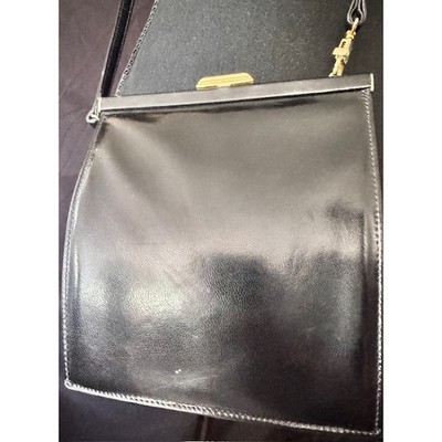 Zenith Vintage Black Leather Crossbody Bag Gold Hardware Made in Canada