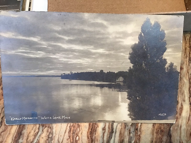 EARLY MORNING ON WHITE LAKE MICHIGAN, RPPC SIGNED ML 375, M. L. PHOTO CO.