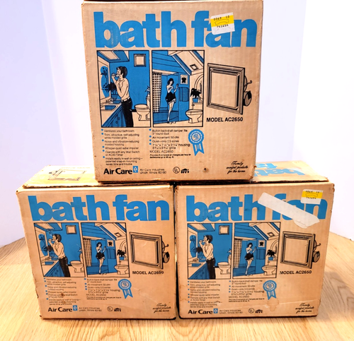 Set of 3 Vintage Air Care AC2840 Bath Ventilation Fans 2 New Sealed & 1 Open Box - Picture 5 of 8