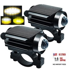 Motorcycle Driving Lights 30W Double Color White/Amber 3Modes Hi/Lo Beam Sport