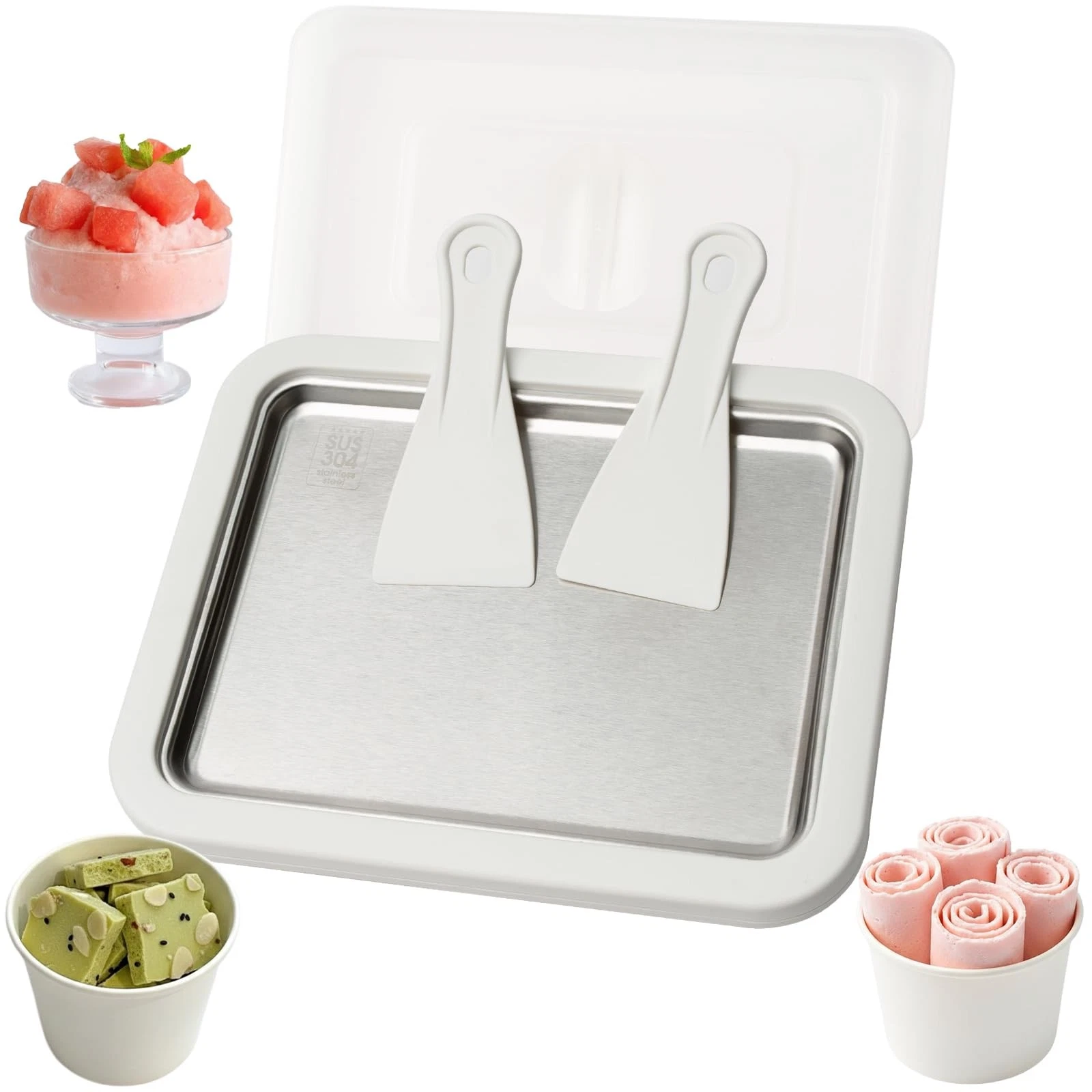 Rolled Ice Cream Maker Kit, At Home Ice Cream Roller Maker Machine with Insta...