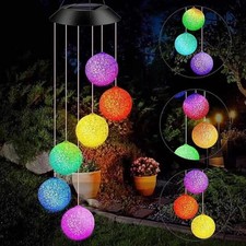 Solar Windspiel Solarleuchte LED Solarlampe Farbwechsel mit 6 Kugeln Garten Deko