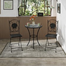 Image of 1/2/3 Pieces Mosaic Bistro Table Folding Chair Set Patio Garden Dining Furniture
