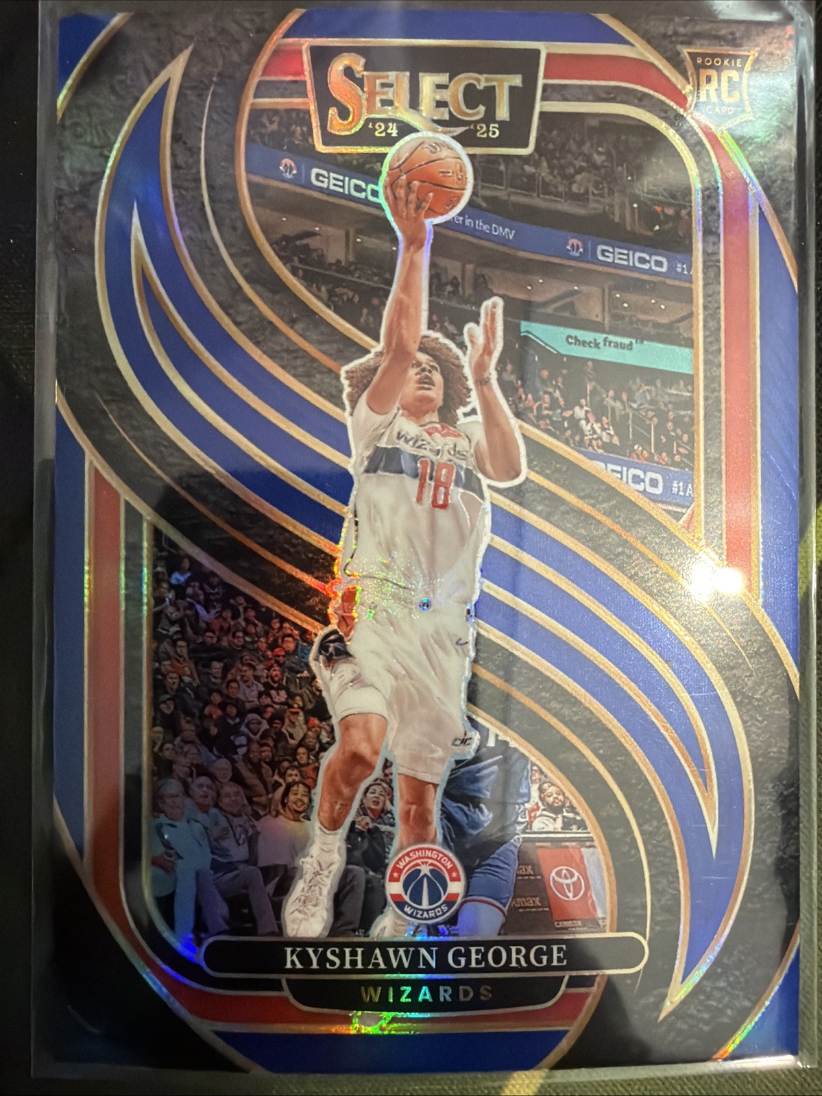 2024-25 Panini Select - Kyshawn George Retail Blue Prizm Premier Level RCWizards