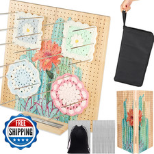 Svartur 15" Foldable Crochet Blocking Board w/ Pegs, Storage Pouch, Large Grid